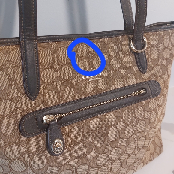 Coach Taylor Signature "C" All Tote/Satchel Bag/Purse Khakis & Brown - Picture 3 of 16